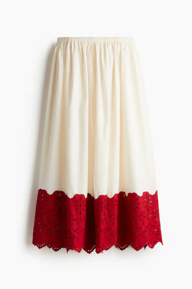 Eyelet-Embroidered Poplin Skirt | H&M (US + CA)