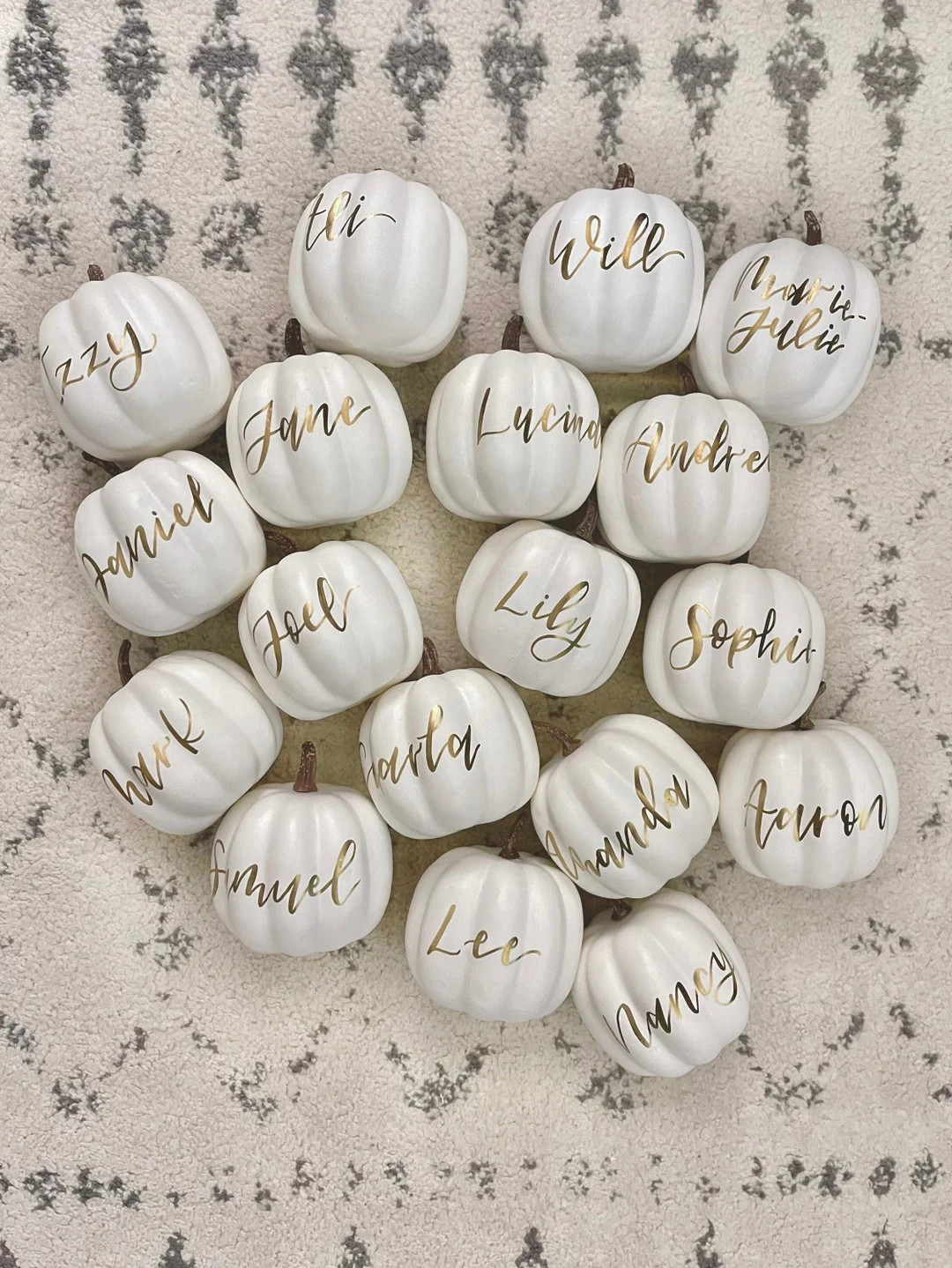 2”& 3" Mini White + Cream Personalized Handlettered Faux Pumpkin Placecard |custom Handlettered... | Etsy (US)