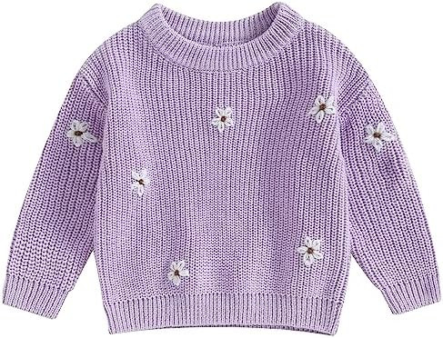 Mubineo Baby Girl Winter Clothes Cute Flower Sweater Crewneck Pullover Long Sleeve Knit Newborn I... | Amazon (US)