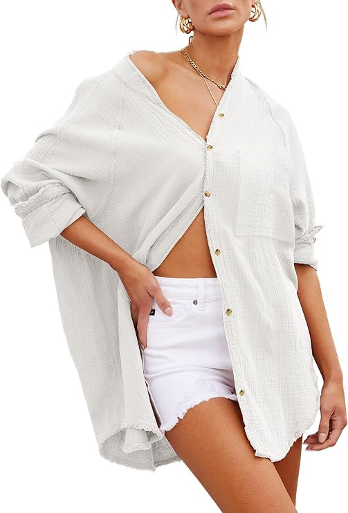 Womens Swimsuit Coverups Button Down Shirts Dress for Women Bathing Suit Bikini Beach Cover Ups f... | Amazon (US)