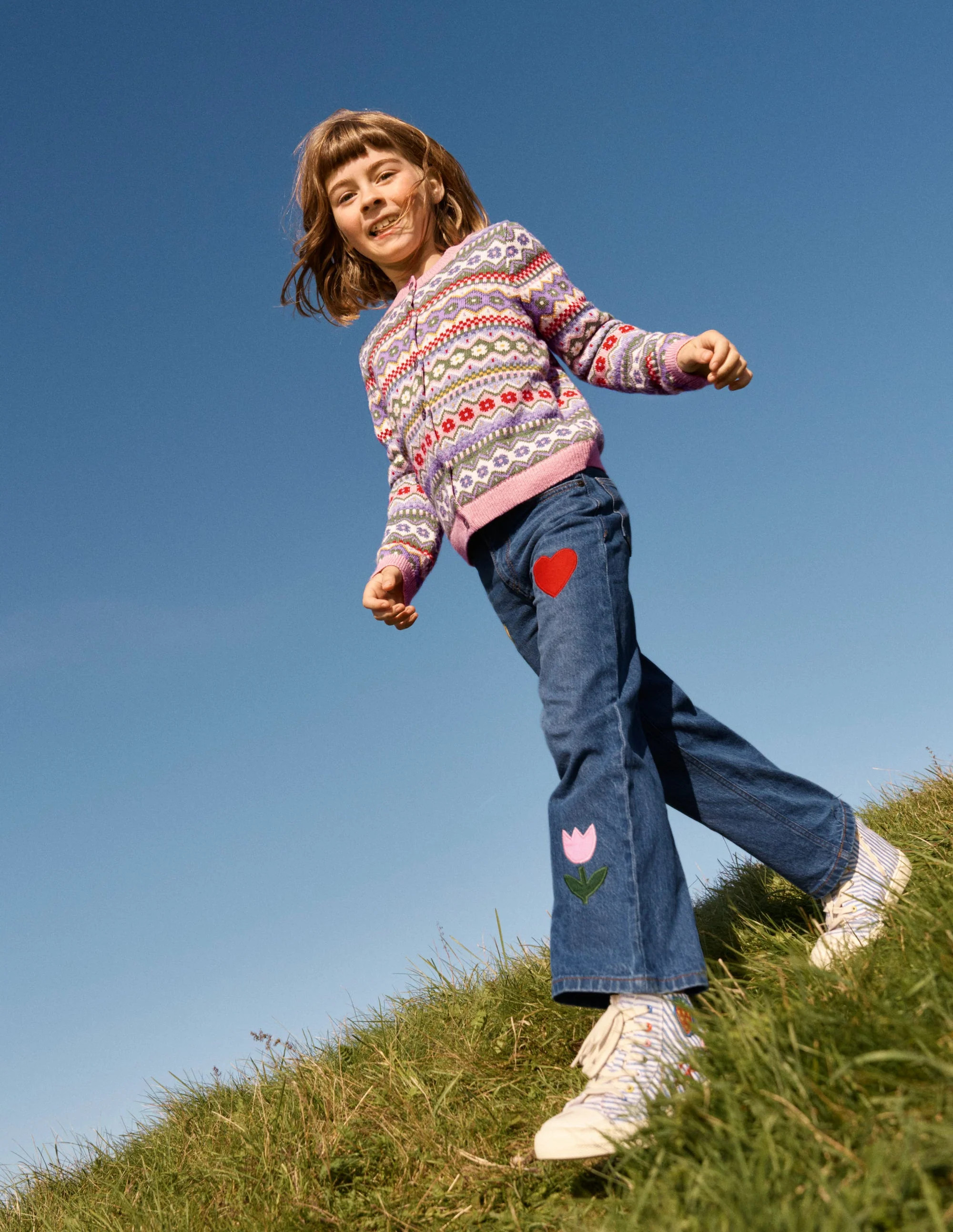 Edie Fair Isle Cardigan-Glacier Blue Pretty Flowers | Boden (US)