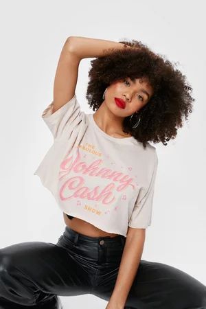 Johnny Cash Show Cropped Graphic T-Shirt | Nasty Gal (US)