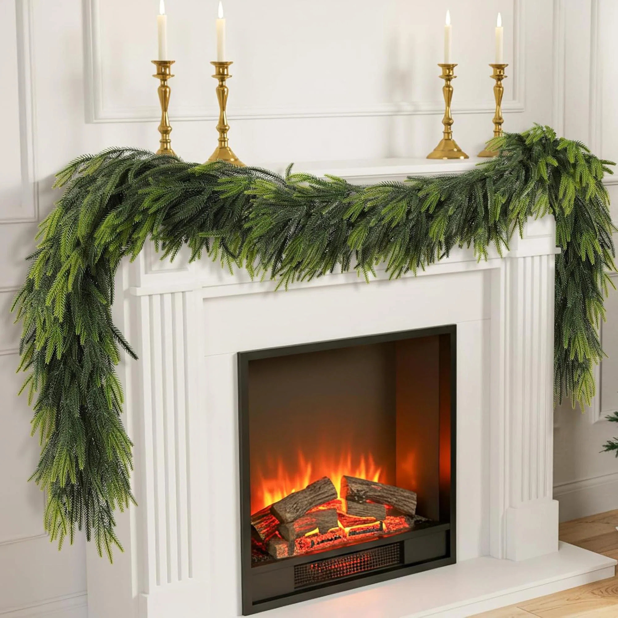 Christmas Norfolk Pine Garland Real Touch Pine Artificial Faux Garlands Winter Christmas Garland ... | Wayfair North America