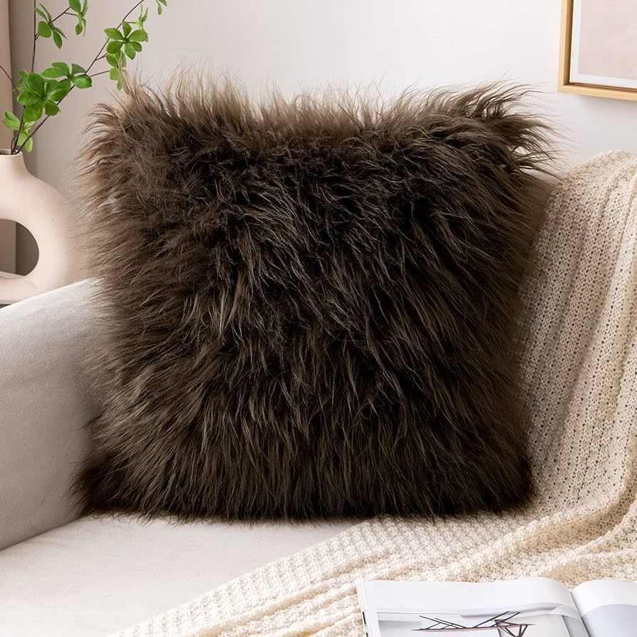MIULEE Faux Fur Pillow Covers Luxury Fluffy Mongolian Series Style Throw Pillow Case Decorative F... | Amazon (US)
