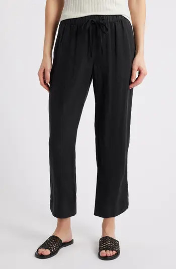 Tie Waist Taper Linen Pants | Nordstrom