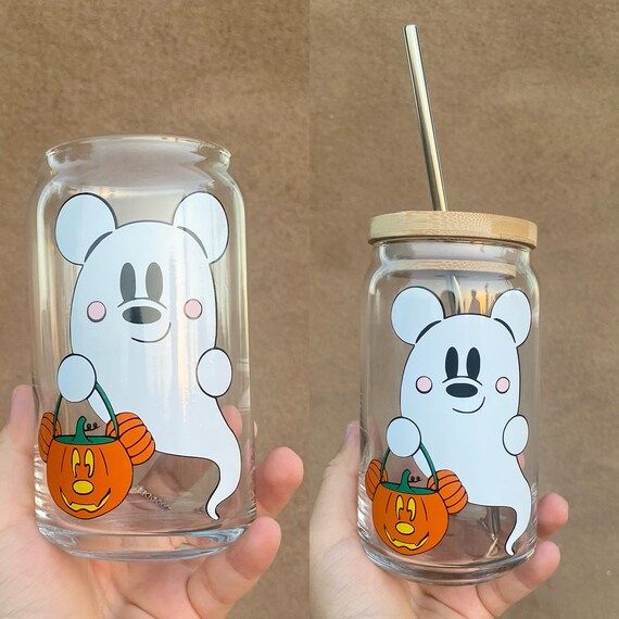 Ghost Mickey Halloween Glass Halloween Cups Halloween - Etsy | Etsy (US)