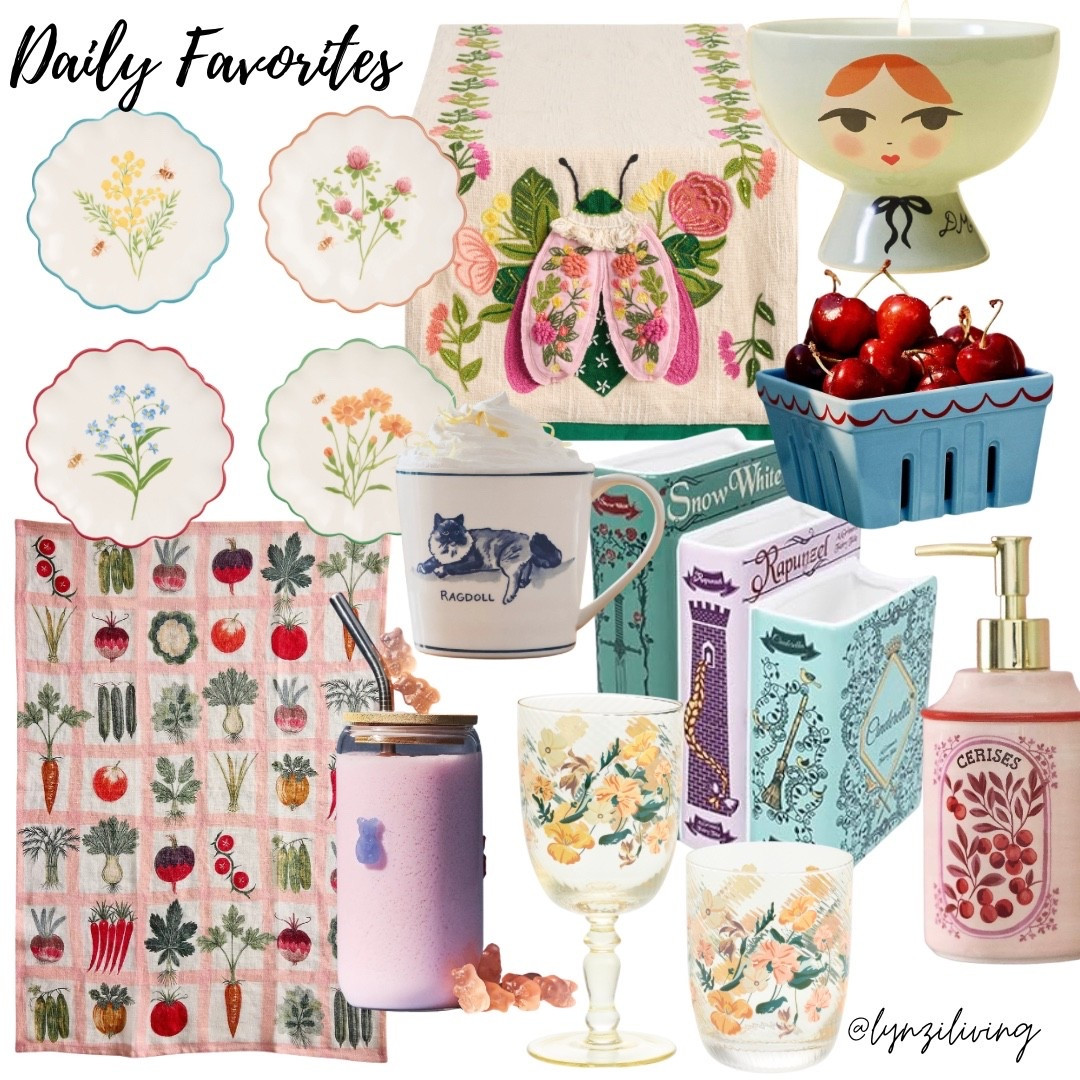 Daily Favorites - Spring home decor

Spring decor 2025, spring home decor 2025, spring decorations 2025, floral decor, floral salad plates, floral plates, veggie tea towel, vegetable tea towel, kitchen towel, gummy bear glass, cat mug, cottagecore, ladybug table runner, spring table runner, spring candle, quirky candle, blue berry basket, book vase, classic literature, floral wine glass, floral Tumblr, floral drinking glass, spring soap dispenser

#LTKHome #LTKSeasonal