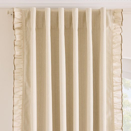 Pinstripe Ruffle Curtain | West Elm (US)