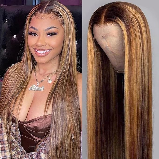 TMTM Honey Blonde Lace Frontal Wigs with Baby Hair Highlight Ombre Lace Front Wig Human Hair Pre ... | Amazon (US)