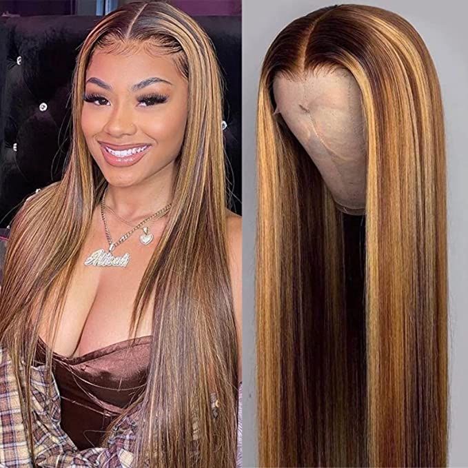 TMTM Honey Blonde Lace Frontal Wigs with Baby Hair Highlight Ombre Lace Front Wig Human Hair Pre ... | Amazon (US)