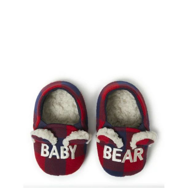 Dearfoams Cozy Comfort Baby Bear Plaid Closed Back Slippers - Walmart.com | Walmart (US)