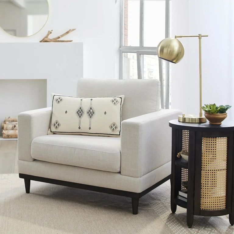 Better Homes & Gardens Springwood Wood Frame Accent Chair, Cream Linen - Walmart.com | Walmart (US)