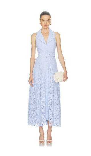 ELLIATT Lacy Collared Maxi Dress in Blue. - size XS | Revolve Clothing (Global)