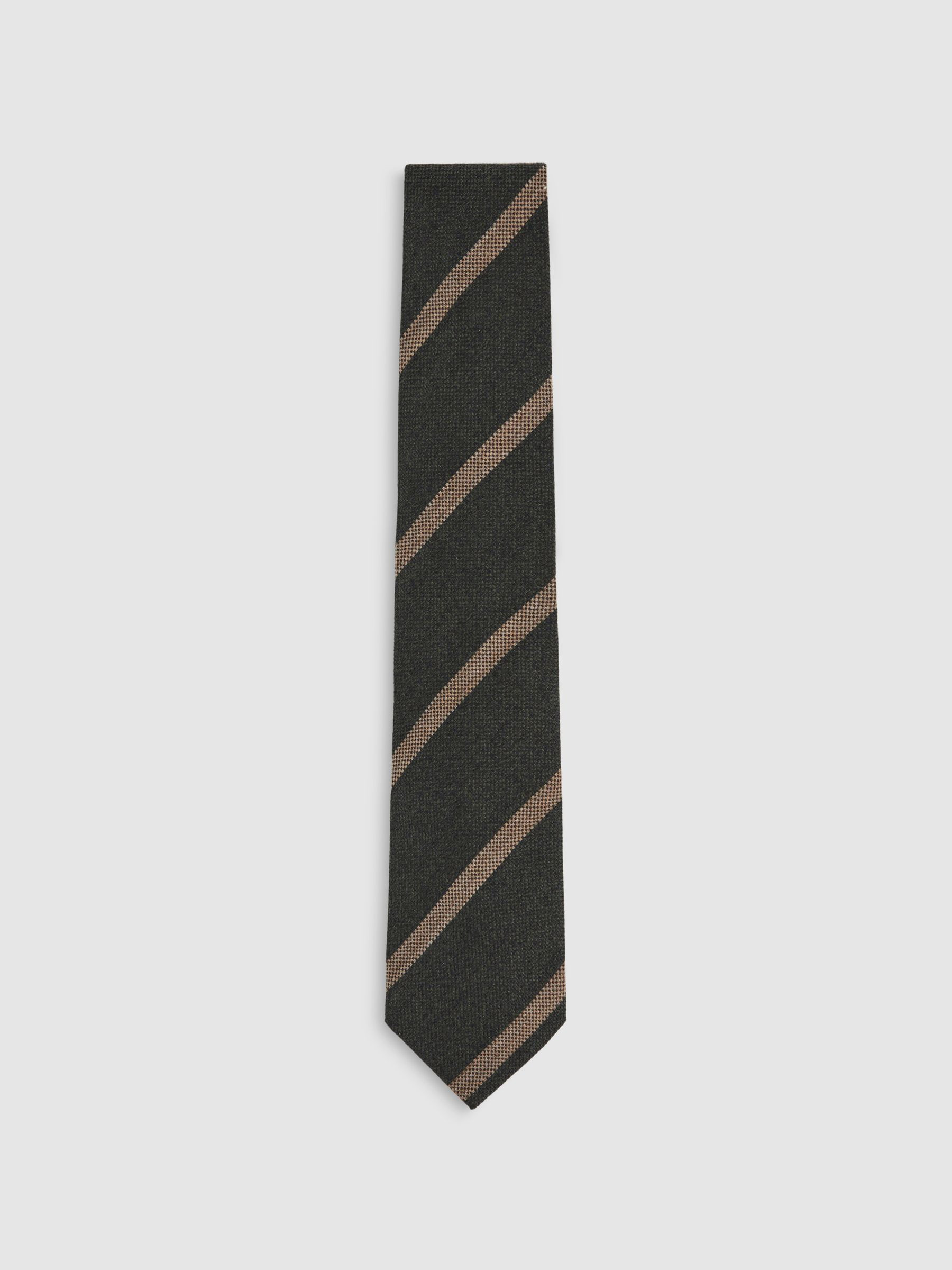 Wool-Silk Striped Tie in Forest Green | Reiss UK
