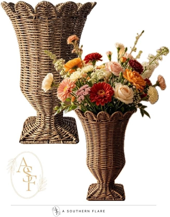 Just added these beautiful wicker vases to my home decor! Perfect for some fresh blooms. #HomeDec... | Amazon (US)