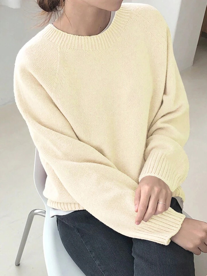 DAZY Solid Raglan Sleeve Sweater | SHEIN