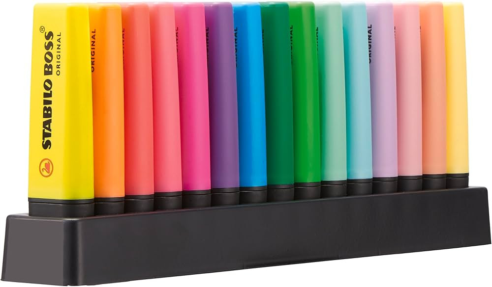 STABILO Highlighter BOSS ORIGINAL Deskset of 15 Assorted Colours | Amazon (US)