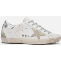 Golden Goose Deluxe Brand Women's Superstar Trainers - White Silver Metal Lettering | Coggles (Global)