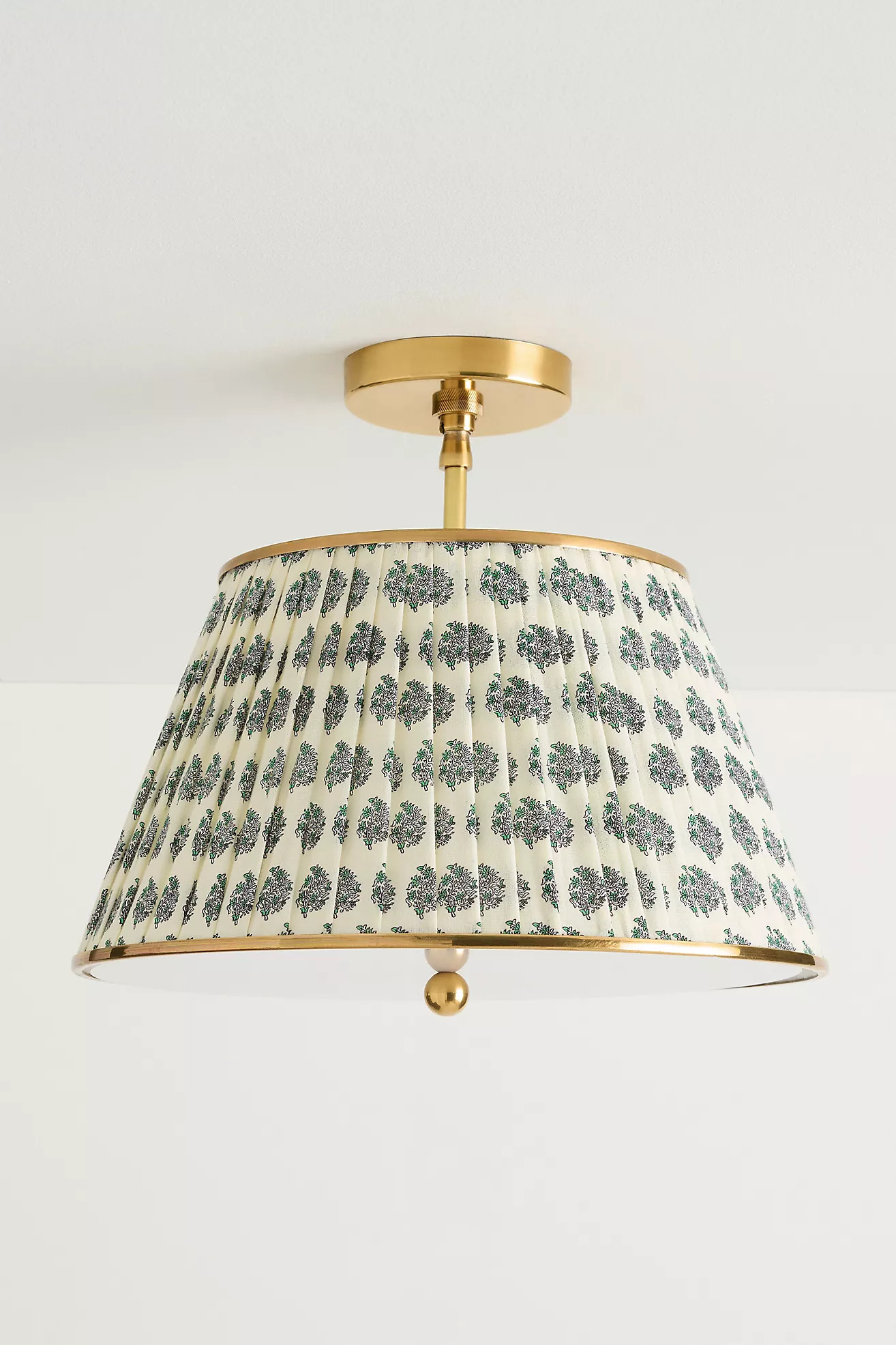 Lee Brass 16" Ruched Printed Semi-Flush Mount Light | Anthropologie (US)