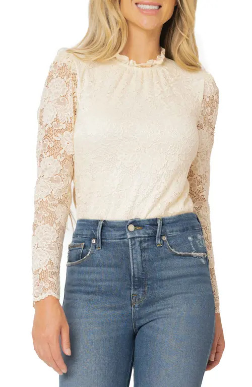 GIBSONLOOK Lace Bodysuit in Ivory at Nordstrom, Size X-Large | Nordstrom