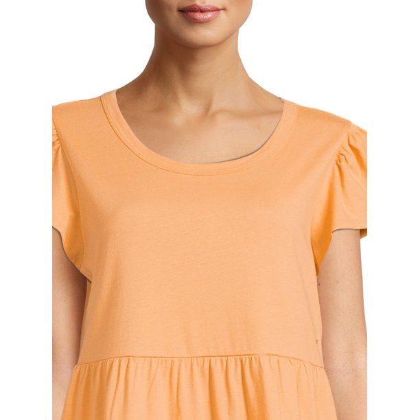 Time and Tru Women's Short Sleeve Tiered Knit Dress | Walmart (US)