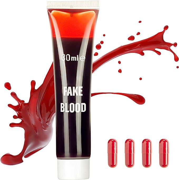 Fake Blood Face Halloween Makeup - 30ml Face Fake Blood Paint Bloody Vampire Zombie Makeup | Washabl | Amazon (US)