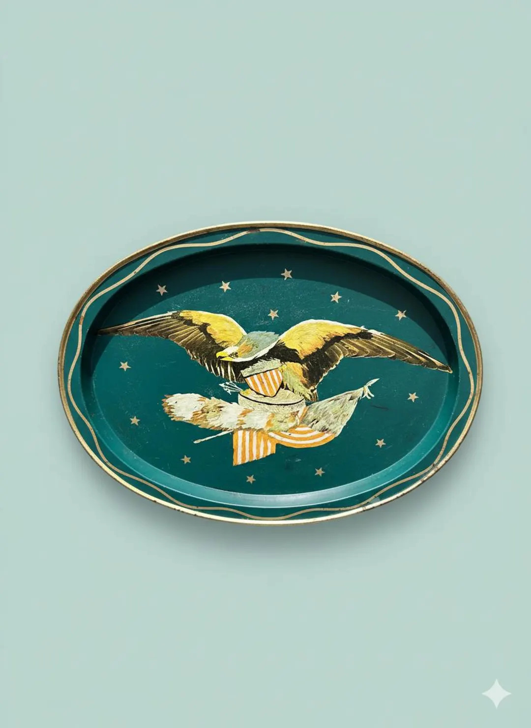 Vintage Metal Tin American Eagle Oval Serving Tray | Etsy (Global)