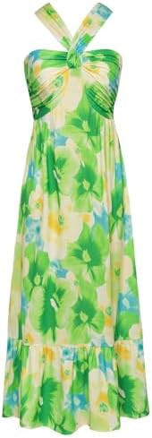 GRACE KARIN Womens Summer Floral Dresses 2026 Boho Maxi Dress Flowy Halter Sundress Casual Vacati... | Amazon (US)