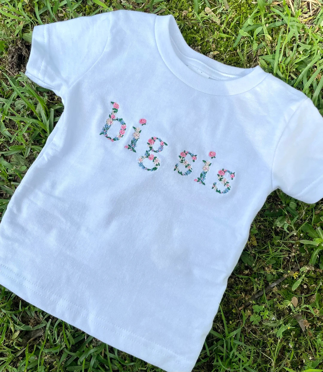 Big Sister Floral Embroidered Shirt Sibling Pregnancy Announcement Floral Big Sis Shirt Floral Bi... | Etsy (US)