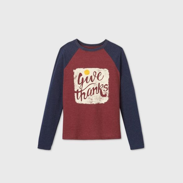 Boys' Long Sleeve Thanksgiving Graphic T-Shirt - Cat & Jack™ Red | Target