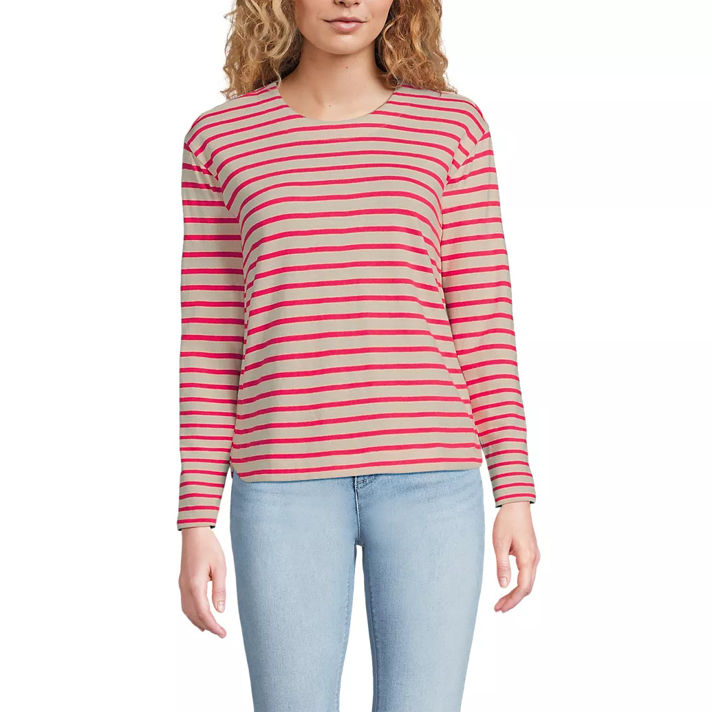 Women's Long Sleeve Mariner Jersey Crewneck Tee | Lands' End (US)
