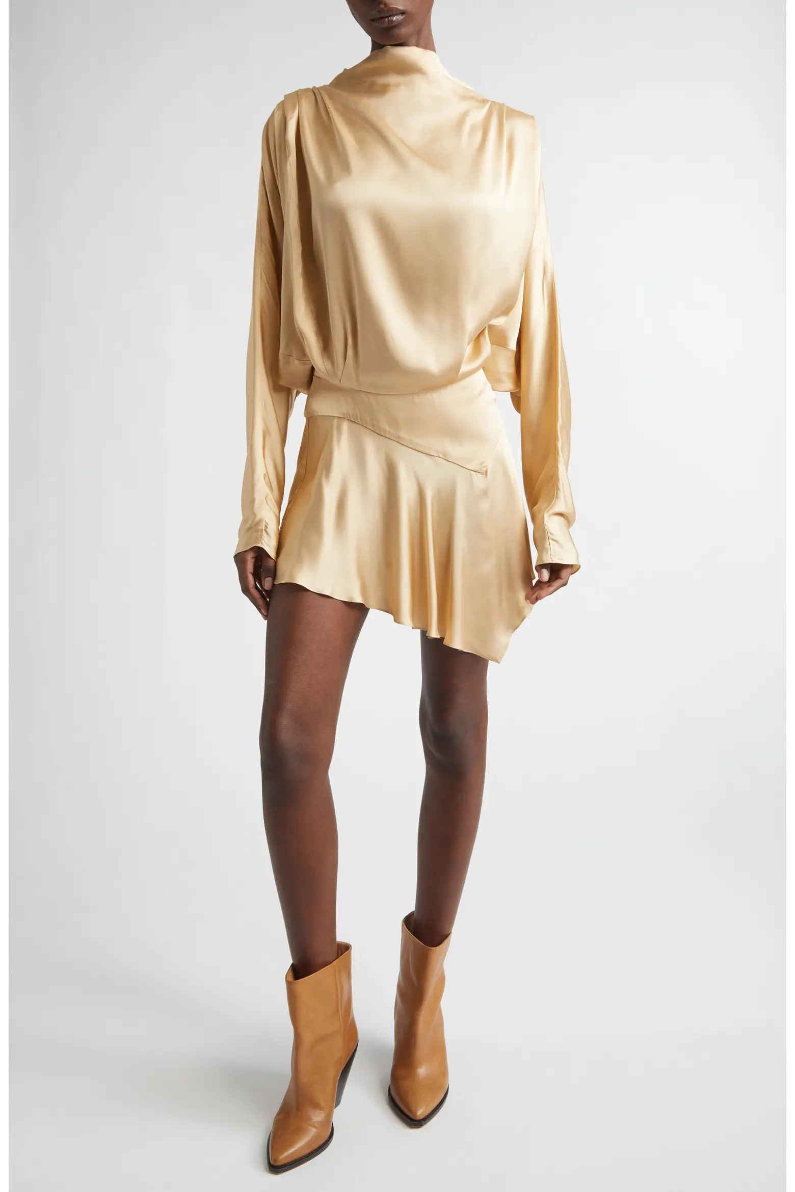 Neline Long Sleeve Asymmetric Satin Minidress (Women) | Nordstrom | Nordstrom