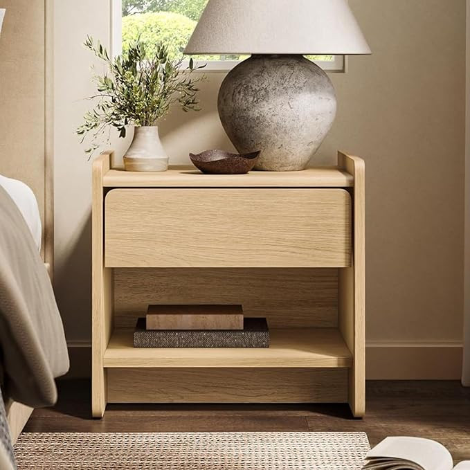 LuxenHome 19" H Mid Century Modern Nightstand with Drawer and Open Shelf | Amazon (US)
