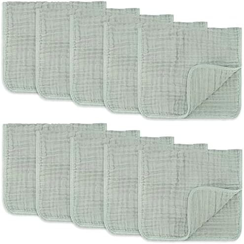 Muslin Burp Cloths 10 Pack Large 100% Cotton Hand Washcloths 6 Layers Extra Absorbent and Soft by Co | Amazon (US)