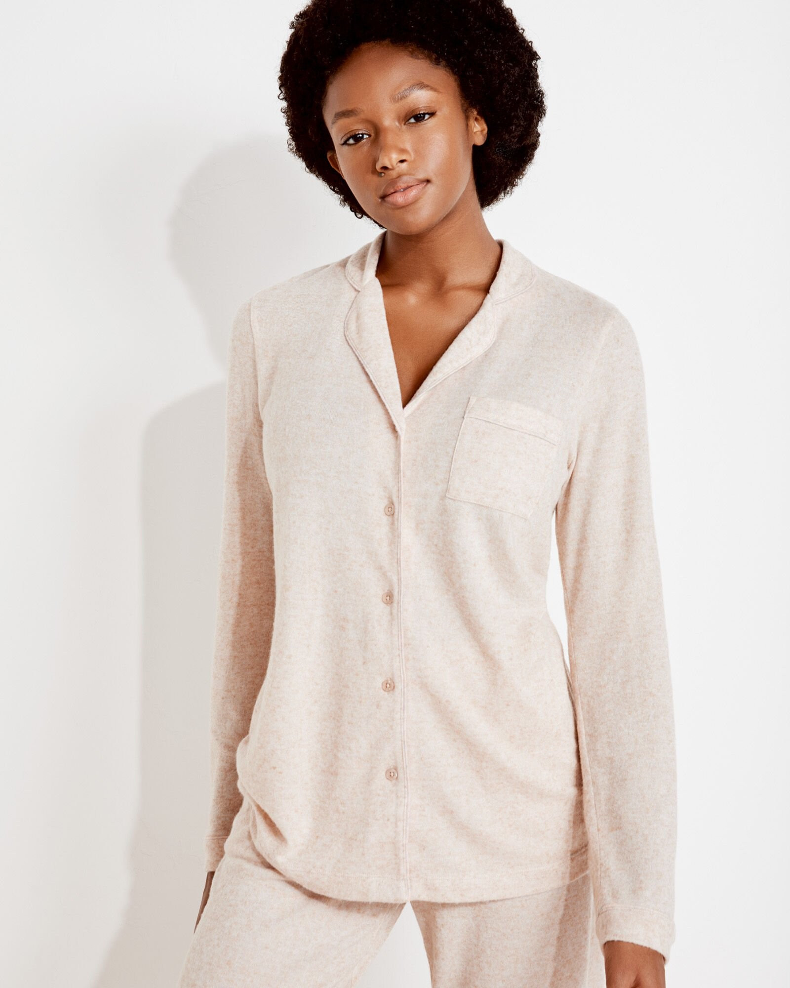 Brushed Featherweight Knit Pajama Shirt | Haven Well Within