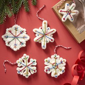 Felt Multicolor Snowflake Ornaments (Set of 6) | West Elm (US)