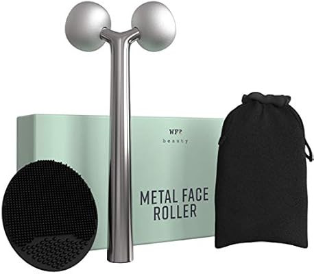 Metal Face Roller + Face Scrubber: Twin Ball Face Massage Ice Roller for Contour Jawline, Skin Ti... | Amazon (US)
