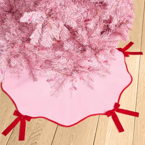 xo, Fetti Pink Christmas Tree Skirt | 36" | Holiday Bow Decorations, Merry Xmas Party Accessory, Tree Stand Collar Blanket | Amazon (US)