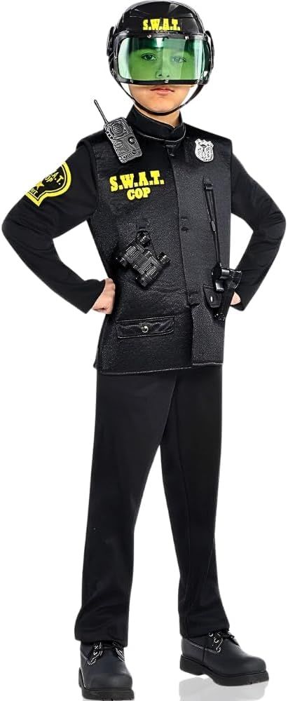 Amscan SWAT Officer Costume Set - Small (4-6) - Includes Jacket, Helmet, Flashlight, Phone, Binoc... | Amazon (US)