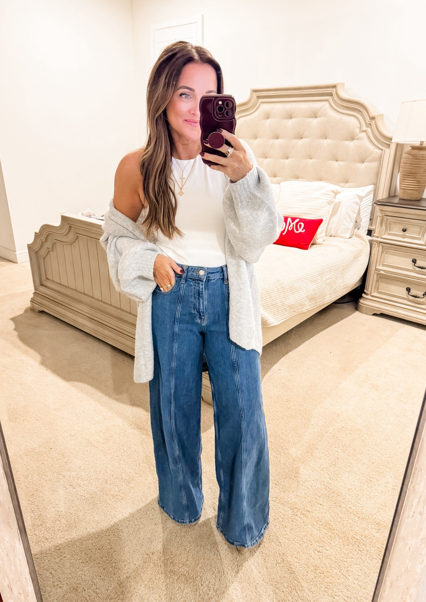 Bodysuit - M, Denim - 28 (tts) 
5’2” 145 lbs 
—
Amazon denim | Amazon the drop | Amazon fashion | Old Navy bodysuit | High neck bodysuit | White tanktop | Cozy sweater | Cozy cardigan | Gray sweater | Oversized cardigan

#LTKFindsUnder50 #LTKootd #LTKWorkwear