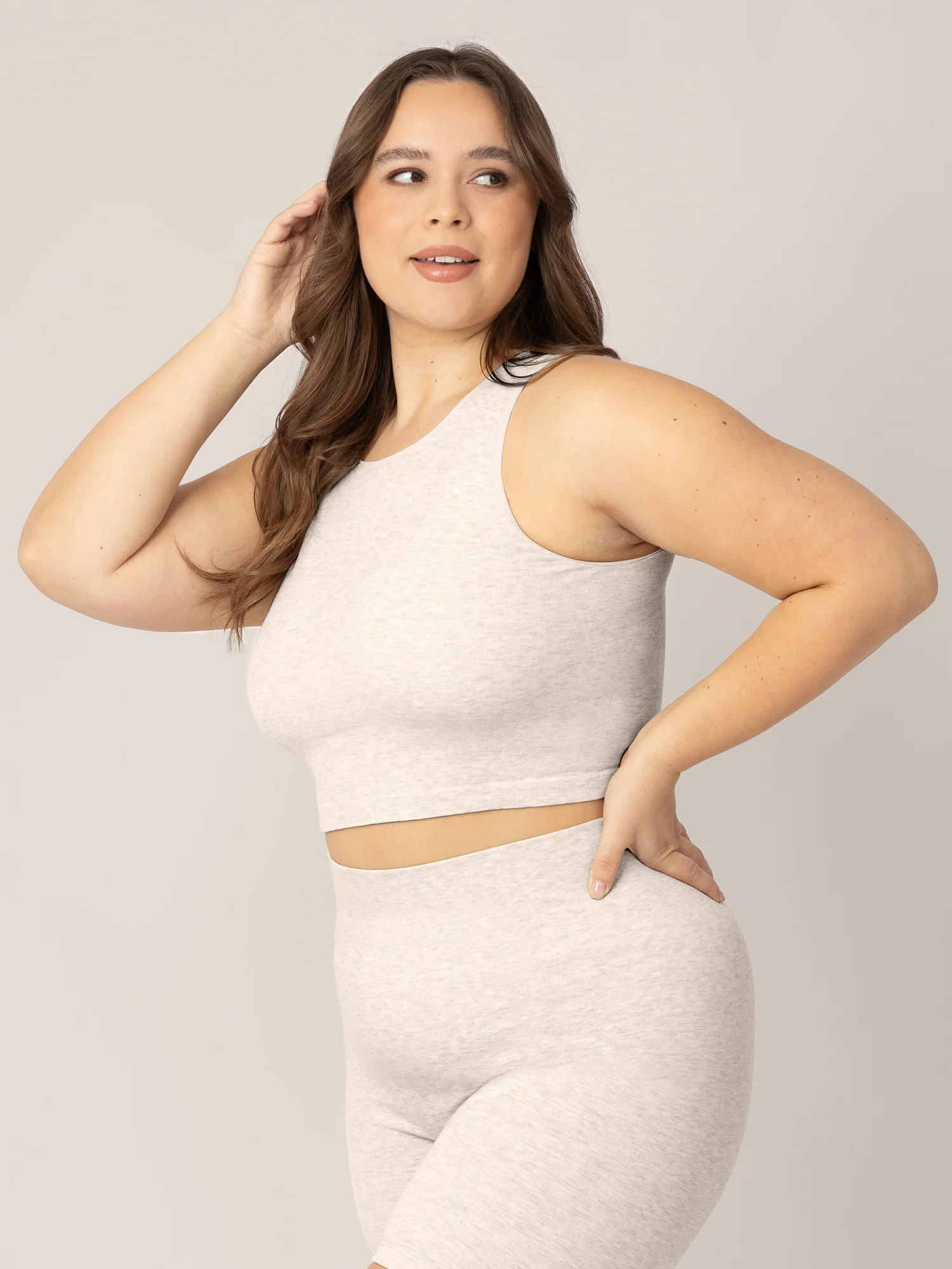 Sublime® Bamboo Maternity & Nursing Longline Bra Top | Oatmeal Heather - Kindred Bravely | Kindred Bravely