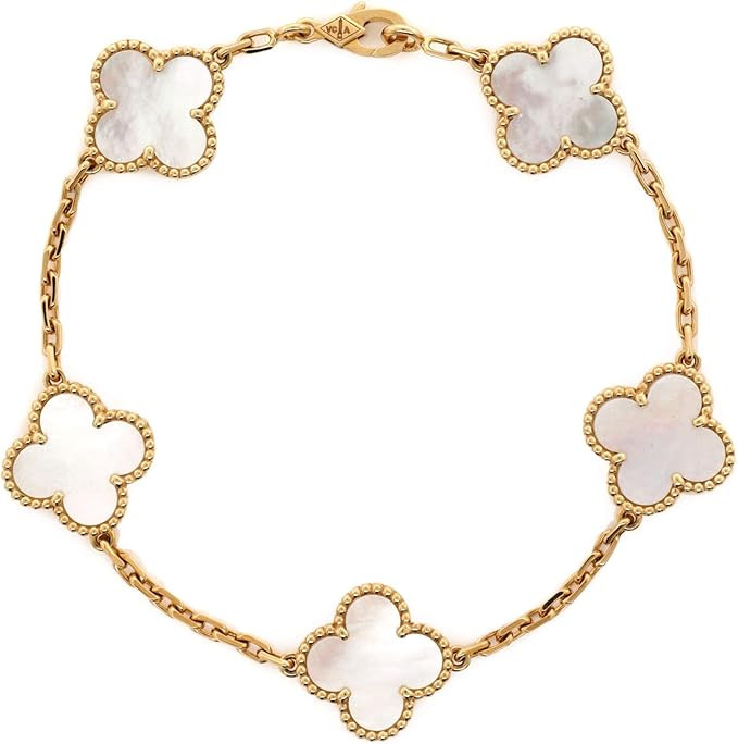 Amazon.com: Van Cleef & Arpels, Pre-Loved Vintage Alhambra 5 Motifs Bracelet 18K Yellow Gold and ... | Amazon (US)