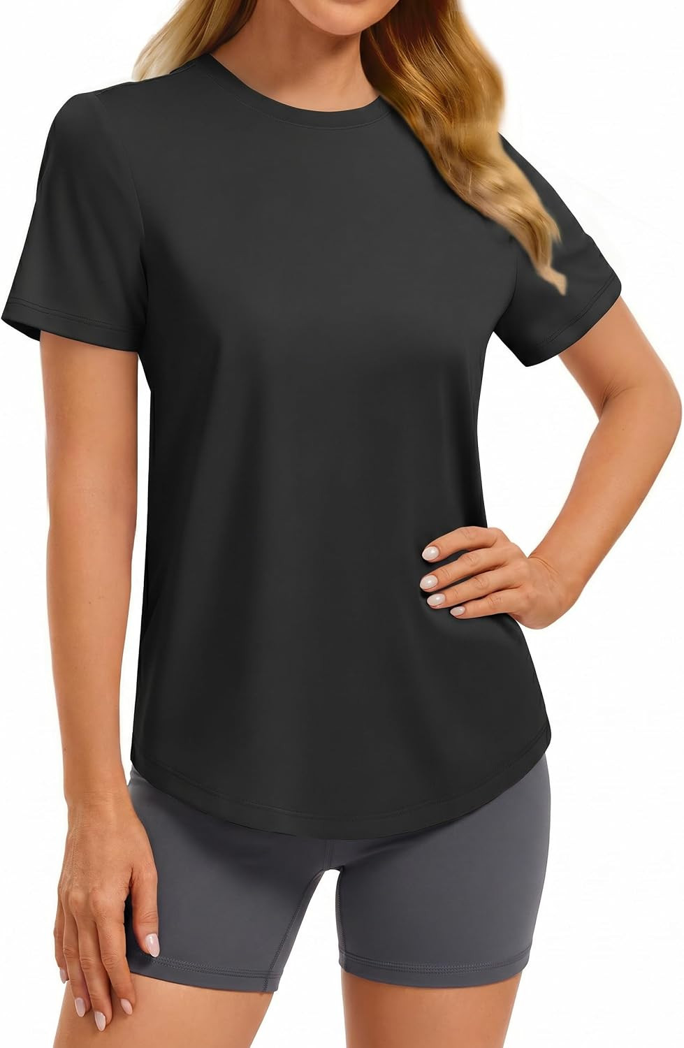 PINSPARK Soft Workout Tops for Women Short Sleeve Crewneck Basic Tee Shirts | Amazon (US)
