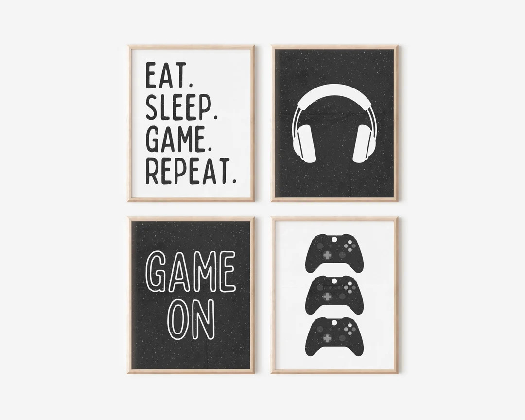 Gaming Prints, Gaming Poster, Gaming Wall Art Set of 4, Gaming Room Decor, Gamer Gift, Games Room... | Etsy (US)