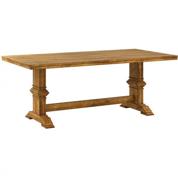 Weston Home 78" Rectangular Oak Top Dining Table with Oak Trestle Base | Walmart (US)
