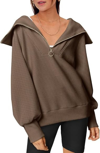 EFAN Womens Oversized Half Zip Pullover Sweatshirts Hoodie Quarter Zip Tops for Teen Girls Fall T... | Amazon (US)