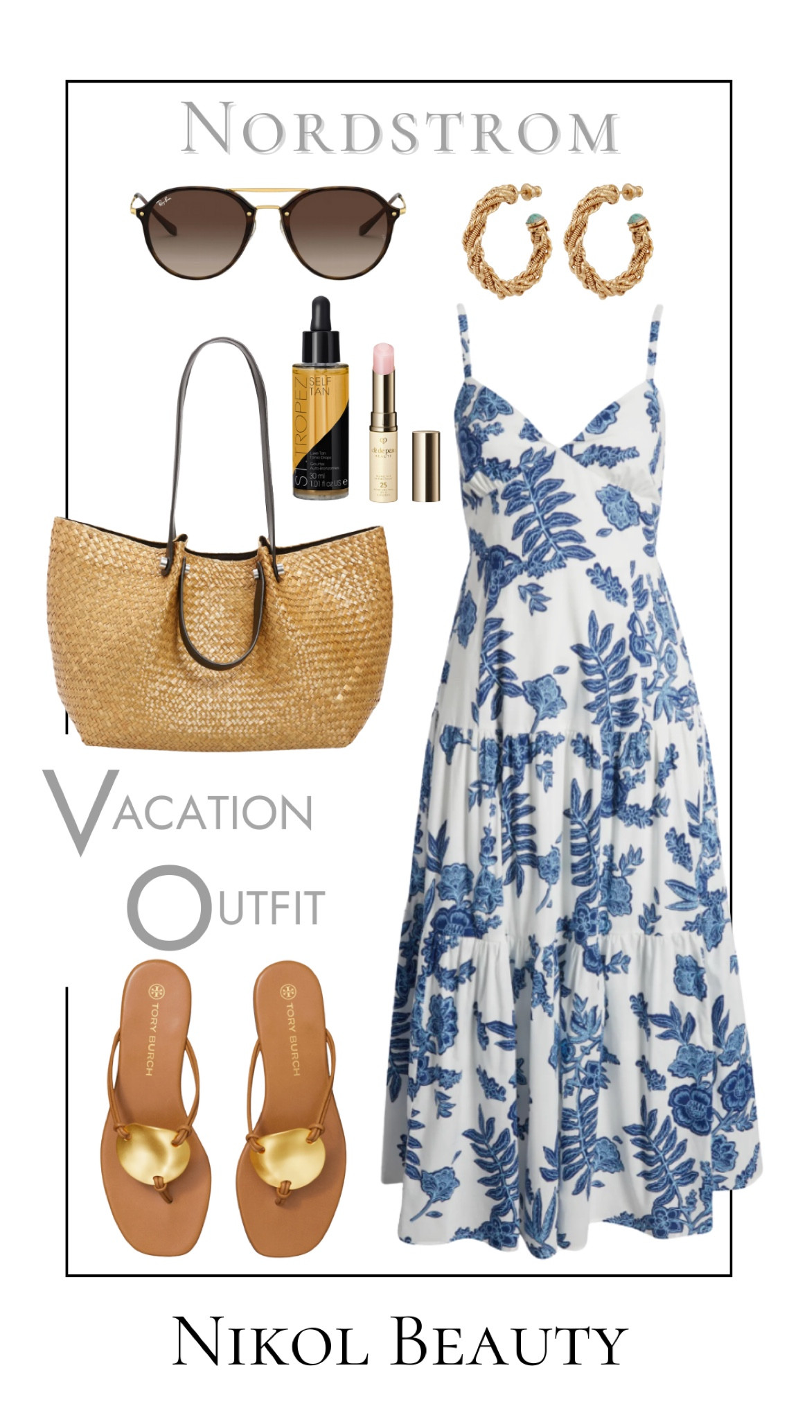 Loving this Nordstrom vacation outfit: White and blue floral dress, Tory Burch sandals, and a cute straw tote. #NordstromFinds #VacationOutfit #SpringOutfit #Nordstrom #ToryBurch #OutfitInspo



#LTKstyletip #LTKshoecrush #LTKSeasonal