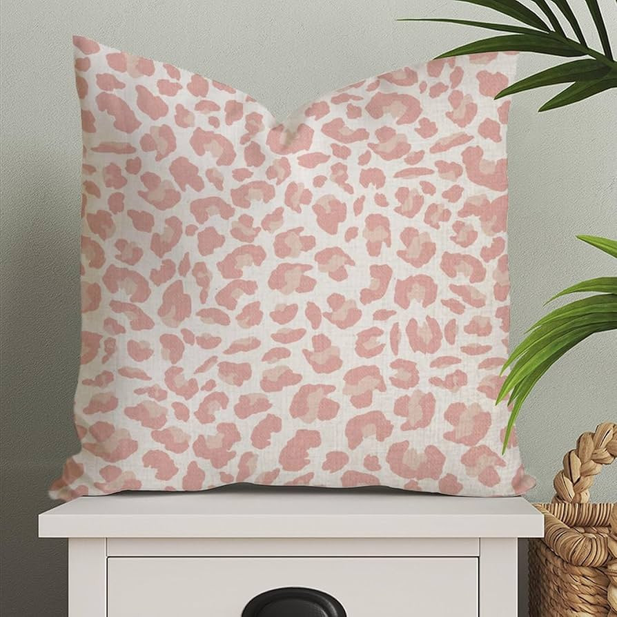 Blush Leo Pillow Cover Pink Leopard Pillowcase Animal Print Throw Pillow Pink Blush Cheetah Print... | Amazon (US)