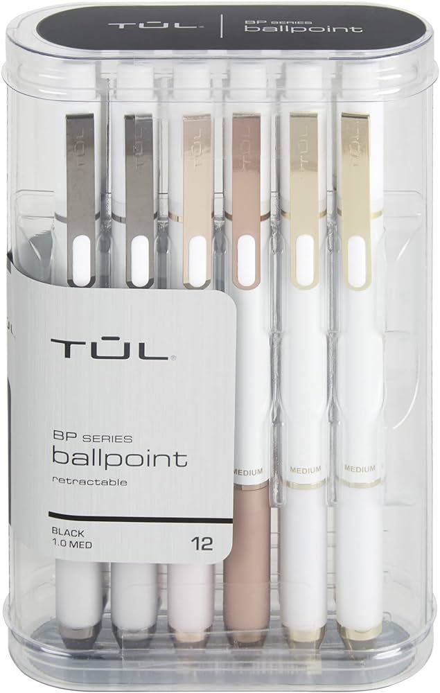 TUL® BP Series Retractable Ballpoint Pens, Medium Point, 1.0 mm, Pearl White Barrel, Black Ink, ... | Amazon (US)