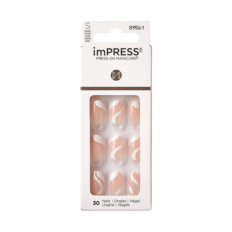imPRESS Press-On Manicure White Short Oval Fake Nails - Golden Days - 33ct | Target